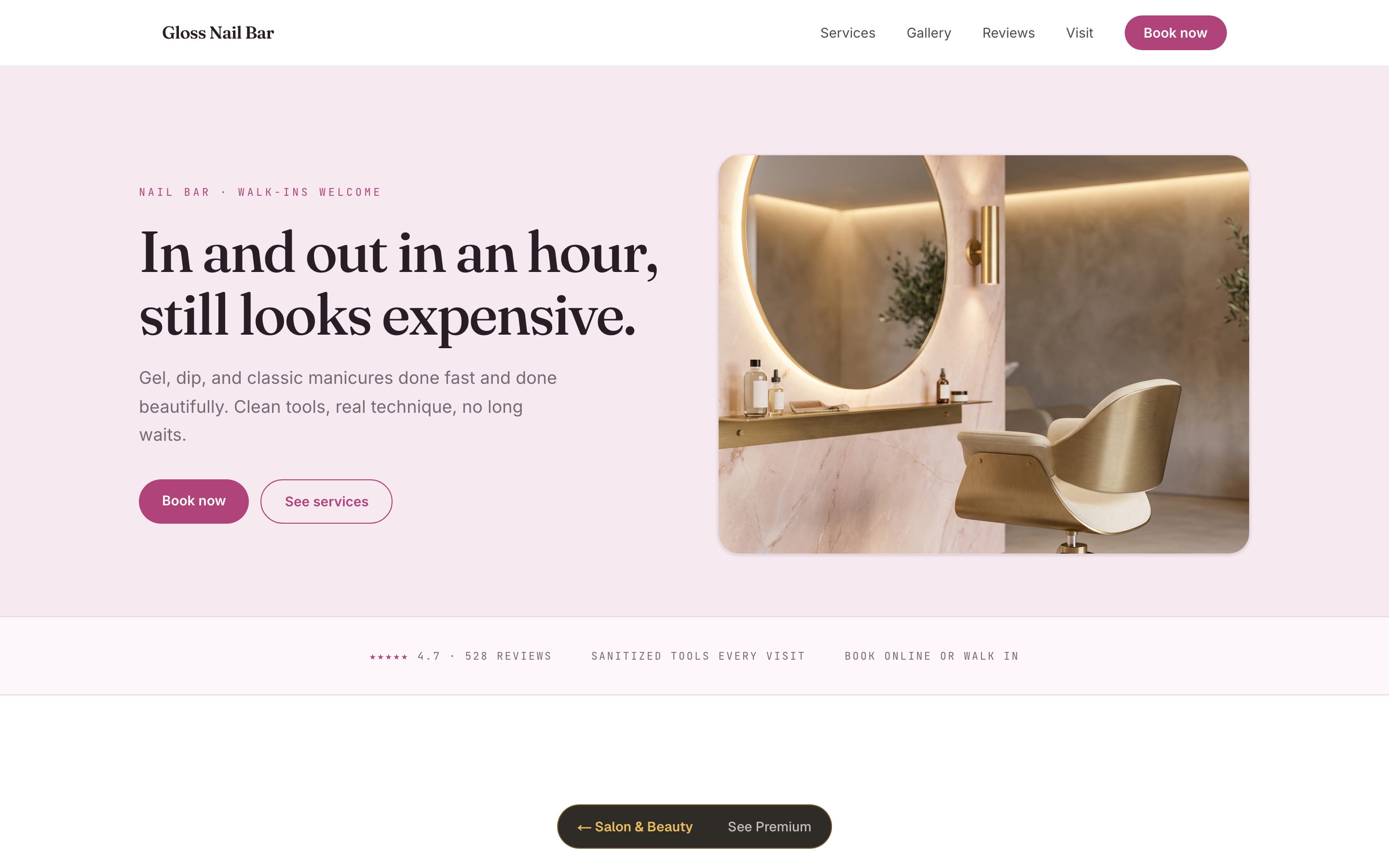Gloss Nail Bar standard template preview