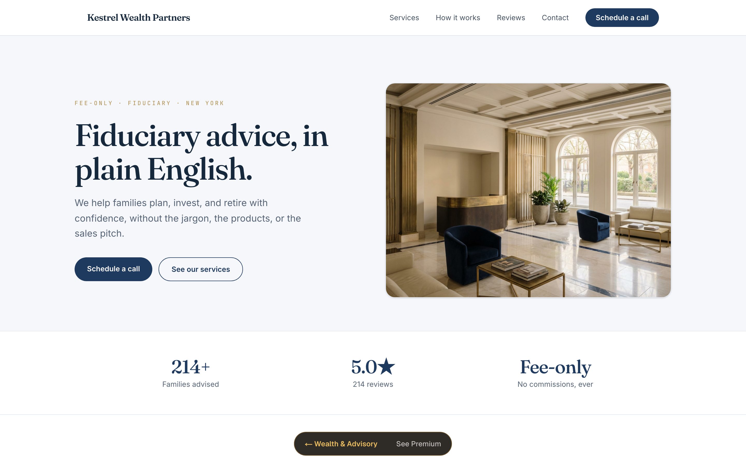 Kestrel Wealth Partners standard template preview